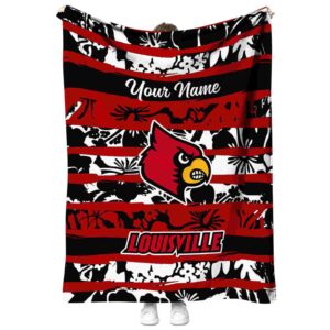 personalized louisville cardinals floral stripes red white blanket best selling