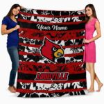 personalized louisville cardinals floral stripes red white blanket best selling