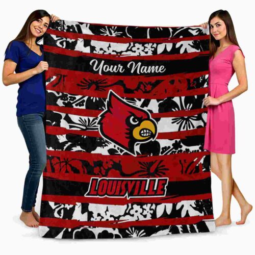 personalized louisville cardinals floral stripes red white blanket fashion forward