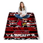 personalized louisville cardinals floral stripes red white blanket best selling