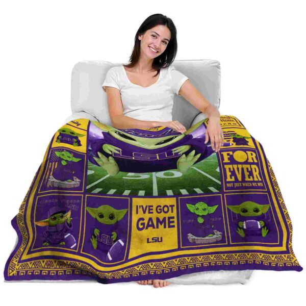 personalized lsu tigers baby yoda purple blanket latest model