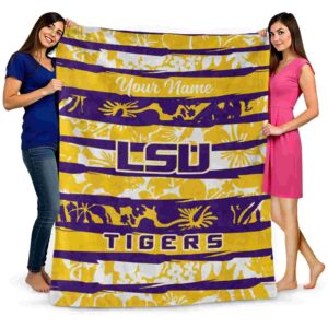 personalized lsu tigers floral stripes purple white blanket fashion forward