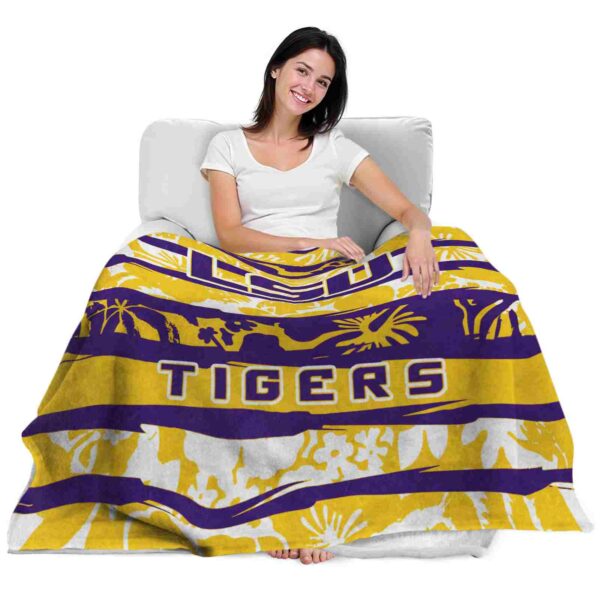 personalized lsu tigers floral stripes purple white blanket latest model