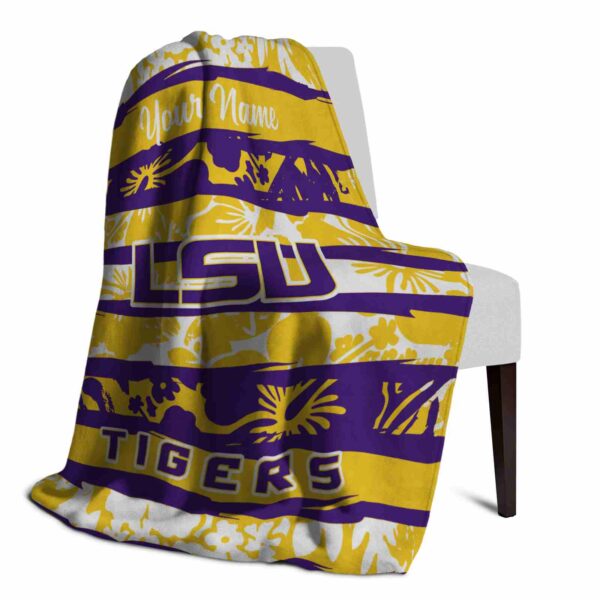 personalized lsu tigers floral stripes purple white blanket top rated