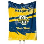 personalized marquette golden eagles grunge streaks blue blanket best selling