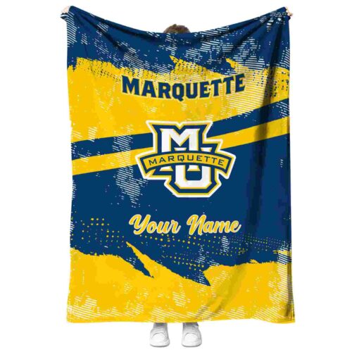 personalized marquette golden eagles grunge streaks blue blanket best selling