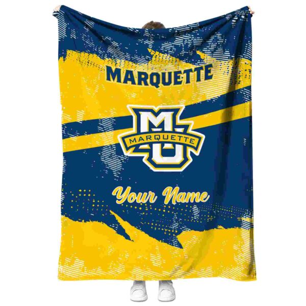 personalized marquette golden eagles grunge streaks blue blanket best selling