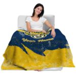 personalized marquette golden eagles grunge streaks blue blanket latest model