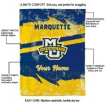 personalized marquette golden eagles grunge streaks blue blanket new arrival