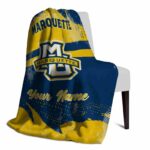 personalized marquette golden eagles grunge streaks blue blanket top rated