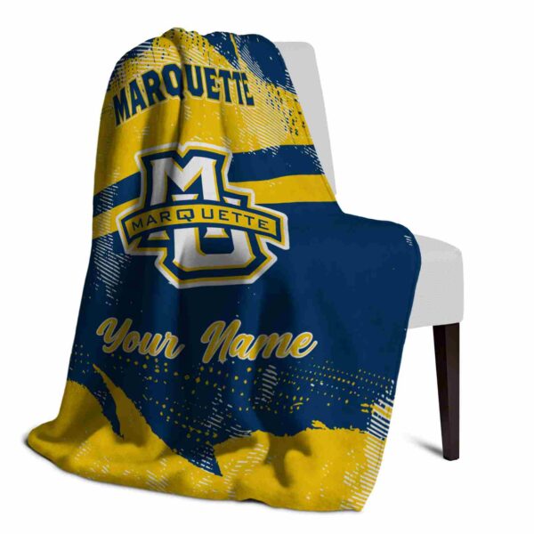 personalized marquette golden eagles grunge streaks blue blanket top rated