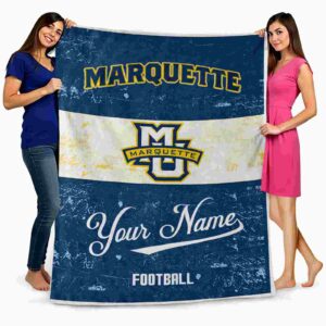 personalized marquette golden eagles grunge texture blue white blanket fashion forward