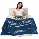 personalized marquette golden eagles grunge texture blue white blanket best selling