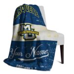 personalized marquette golden eagles grunge texture blue white blanket best selling