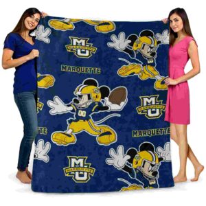personalized marquette golden eagles mickey blue blanket fashion forward