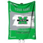 personalized marshall thundering herd paint strokes green white blanket best selling