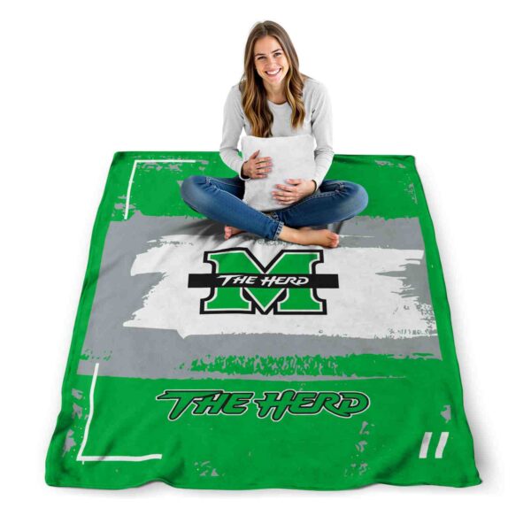 personalized marshall thundering herd paint strokes green white blanket high quality