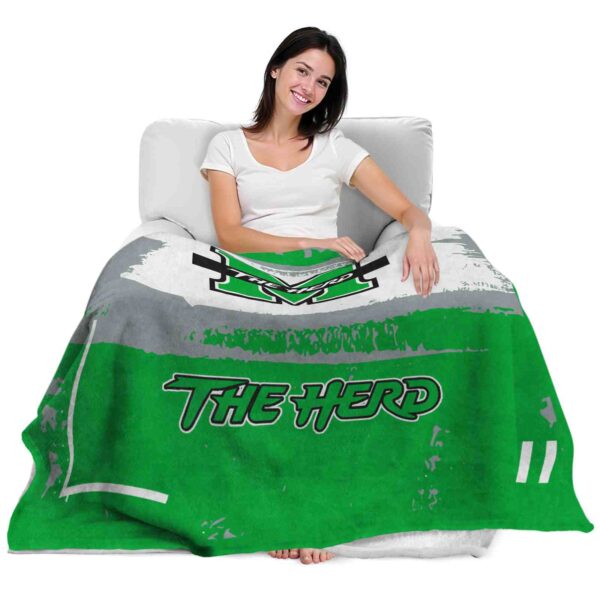 personalized marshall thundering herd paint strokes green white blanket latest model