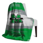 personalized marshall thundering herd paint strokes green white blanket top rated