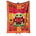 personalized maryland terrapins baby yoda red blanket best selling