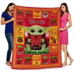 personalized maryland terrapins baby yoda red blanket best selling
