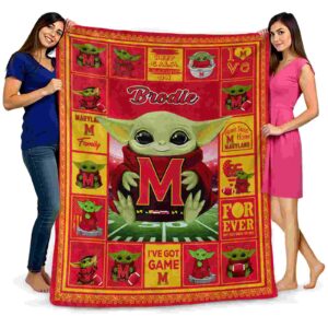 personalized maryland terrapins baby yoda red blanket fashion forward