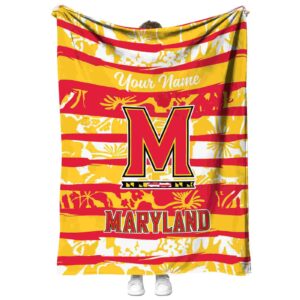 personalized maryland terrapins floral stripes red white blanket best selling