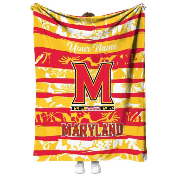 personalized maryland terrapins floral stripes red white blanket best selling