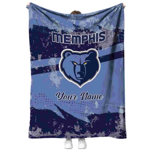 personalized memphis grizzlies grunge streaks blue blanket best selling
