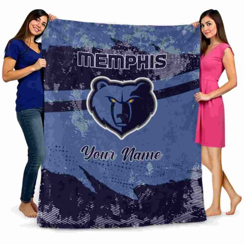 personalized memphis grizzlies grunge streaks blue blanket fashion forward