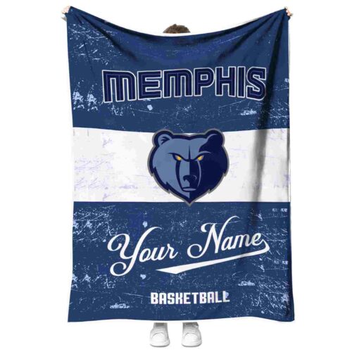 personalized memphis grizzlies grunge texture blue white blanket best selling