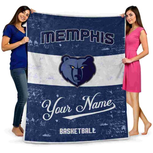 personalized memphis grizzlies grunge texture blue white blanket fashion forward