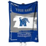 personalized memphis tigers paint strokes blue white blanket best selling