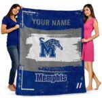 personalized memphis tigers paint strokes blue white blanket best selling