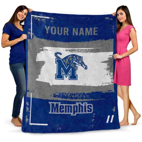 personalized memphis tigers paint strokes blue white blanket fashion forward