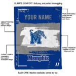 personalized memphis tigers paint strokes blue white blanket best selling