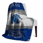 personalized memphis tigers paint strokes blue white blanket best selling