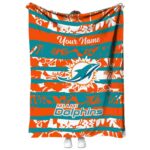 personalized miami dolphins floral stripes aqua white blanket best selling