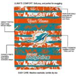personalized miami dolphins floral stripes aqua white blanket best selling