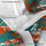 personalized miami dolphins floral stripes aqua white blanket best selling