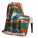 personalized miami dolphins floral stripes aqua white blanket best selling
