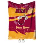 personalized miami heat grunge streaks red blanket best selling