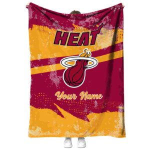 personalized miami heat grunge streaks red blanket best selling