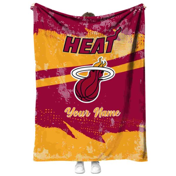 personalized miami heat grunge streaks red blanket best selling
