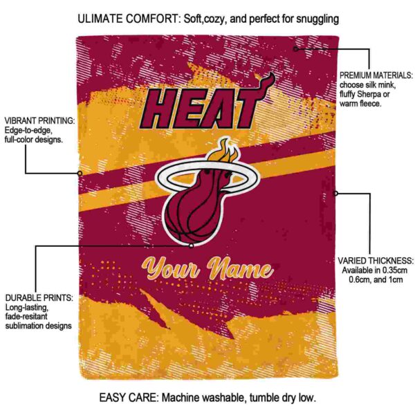 personalized miami heat grunge streaks red blanket new arrival