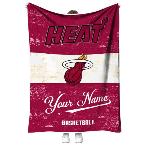 personalized miami heat grunge texture red white blanket best selling