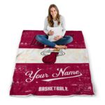 personalized miami heat grunge texture red white blanket high quality