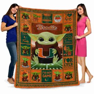 personalized miami hurricanes baby yoda orange blanket fashion forward