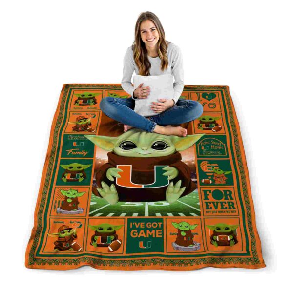 personalized miami hurricanes baby yoda orange blanket high quality
