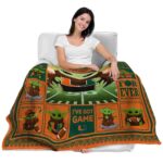 personalized miami hurricanes baby yoda orange blanket latest model
